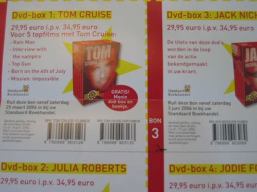 Campagne de boîte de DVD: cinq boîtes de DVD pour chaque acteur